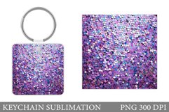 Glitter Keychain Sublimation. Shiny Round Keychain Design Product Image 1