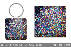 Glitter Keychain Sublimation. Sequins Round Keychain Design Product Image 1