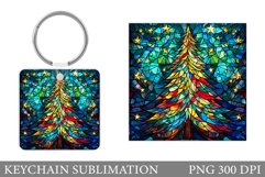 Stained Glass Christmas Tree Keychain Sublimation Product Image 1