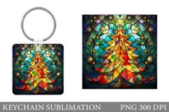 Christmas Tree Keychain. Stained Glass Christmas Keychain Product Image 1