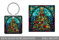 Stained Glass Christmas Tree Keychain. Christmas Keychain Product Image 1