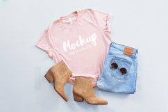 Basic Bella Canvas 3001 Flat Lay Heather Peach Tshirt Mockup Product Image 1