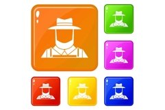 Farmer icons set vector color Product Image 1