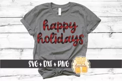 Happy Holidays - Buffalo Plaid Christmas SVG PNG DXF Files Product Image 1