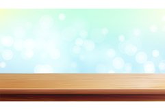 Wood Table Top Vector. Abstract Morning Sunlight. Bokeh Product Image 1