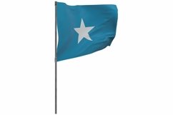 Somalia flag on pole. Waving banner isolated. National flag Product Image 1