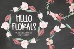 Floral 7 Wreaths Pink Red Lilly Watercolors Foliage Pastel Product Image 1