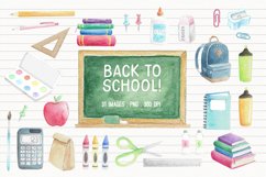 Watercolor Back to School Clipart PNG Product Image 1