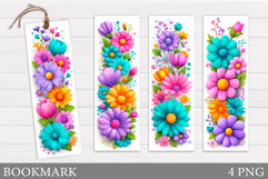 Floral Bookmark Design. Flowers Bookmark Sublimation Product Image 1