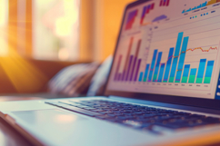 Stock Market Graph on Laptop Screen Background Product Image 1