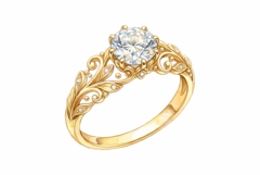 Watercolor elegant gold ring with sparkling diamond Product Image 1