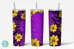 Yellow Flowers Tumbler | Zebra Print Sublimation Designs Product Image 8