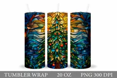 Stained Glass Christmas Tree Tumbler Sublimation Product Image 1