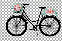 Coral and burgundy red floral bicycles clip art, floral bike Product Image 4