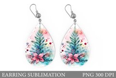 Christmas Flowers Earring. Christmas Earring Sublimation Product Image 1