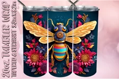 3D Bee Tumbler Wrap 20oz Sublimation, Flower PNG, 3D Summer Product Image 1