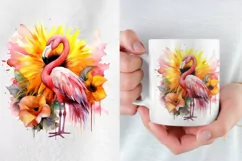 Flamingo Watercolor Sublimation PNG, Tropical Bird Clipart Product Image 2