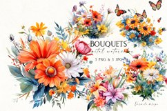 Autumn watercolor flower bouquets Product Image 1