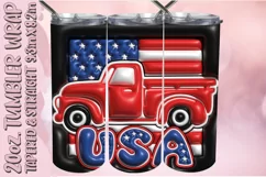 3D Red Pickup Tumbler Wrap 20oz, 4th Of July Sublimation USA Product Image 1