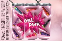 3D Girl Power Tumbler Wrap 20oz, Grl Pwr Puffy Sublimation Product Image 1