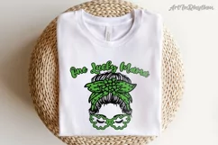 One Lucky Mama Svg, St. Patrick's Day Svg, Messy Bun Mom Svg Product Image 3