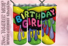 3D Birthday Girl Puff Tumbler Wrap 20oz Sublimation, Drip Product Image 1