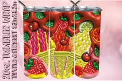 3D Ice Cream Summer Tumbler Wrap 20oz, Fruits Sublimation Product Image 1