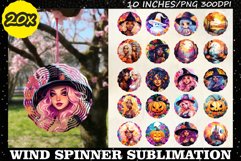 Halloween Wind Spinner Sublimation Bundle Designs, Witch PNG Product Image 1