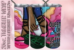 3D Queen Puffy Tumbler Wrap 20oz Sublimation PNG, Hustle PNG Product Image 1