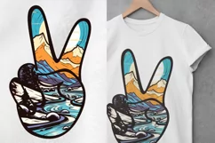 Peace Sign Hand Clipart PNG, Summer Sublimation PNG, Travel Product Image 2
