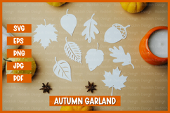 Leaves garland, Autumn leaves with patterns paper cut Product Image 1