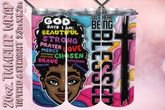 3D God Says I Am Strong Puffy Tumbler Wrap 20oz Sublimation Product Image 1