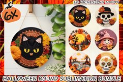 3D Halloween Round Door Sign Sublimation Bundle, Skull PNG Product Image 1