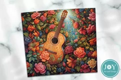 BEAUTIFUL GUITAR AND FLOWERS TUMBLER WRAP SUBLIMATION DESIGN Product Image 3
