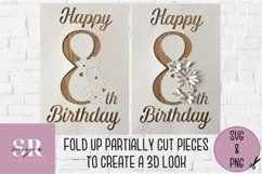 3D 8th Birthday card | Paper cutting | birthday card SVG Product Image 2