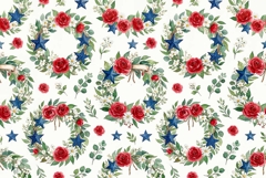patriotic wreaths red roses blue stars and white flowers Product Image 1