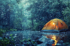 Rain Forest Camping Background Wallpaper Product Image 1