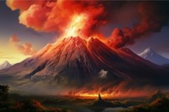 Majestic volcano eruption at sunset Product Image 1