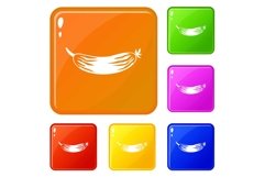Fresh cucumber icons set vector color Product Image 1