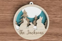 Christmas ornament laser cut file - Bunny family of 3 Product Image 1
