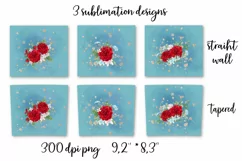 Red Roses sublimation design. Skinny tumbler wrap design. Product Image 7