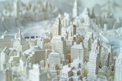 Miniature white city model showing urban development Product Image 1