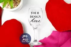 Wine Glass Stemmed mockup Valentine's Day PSD JPG Full Wrap Product Image 2
