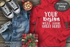 Red Hoodie And Jeans Christmas Mockup Product Image 1