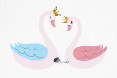 Royal Swan Princess and Prince couple silhouette clip art. Product Image 1