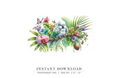 Tropical Baby Parrot Clipart | Exotic Floral PNG Product Image 1