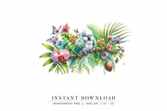 Tropical Baby Parrot Clipart | Exotic Floral PNG Product Image 1