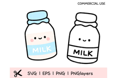 Cute Baby Milk Bottle SVG Bundle | Kawaii Outline &amp; Color Cl Product Image 1