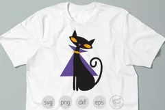 Black Cat in Cape SVG and Clipart for Halloween Product Image 4