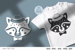 Cute Raccoon Scandinavian style SVG Cut File Product Image 2